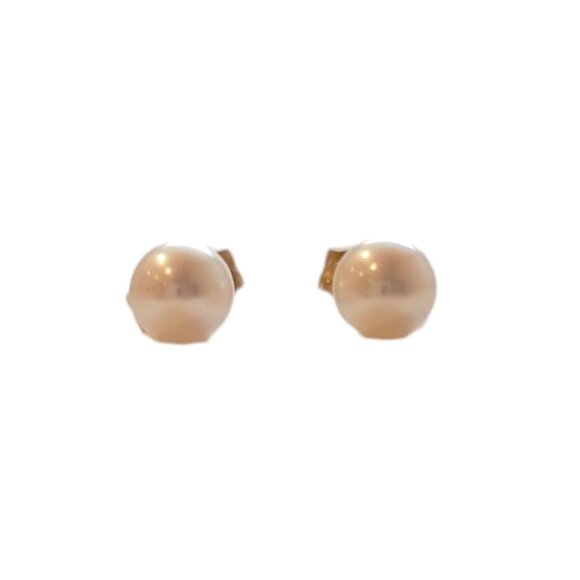 14K Yellow Gold Pearl Stud Earrings #18281 - Picture 1 of 10